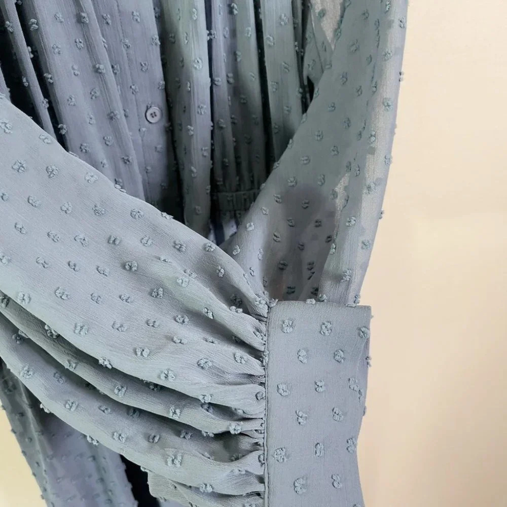 Oak + Fort Swissdot Midi Dark Turquoise Dress - Picture 10 of 15